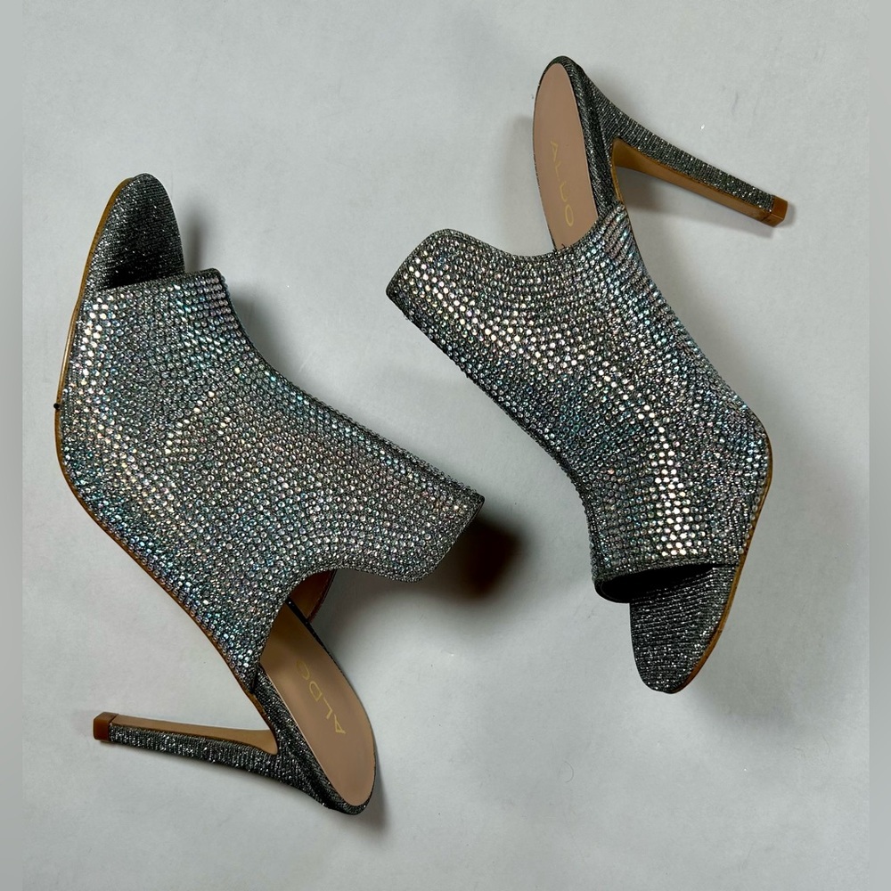 Aldo Eteraria Silver Bling Sparkle Rhinestone Heel